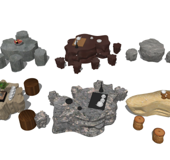 中式户外石桌椅