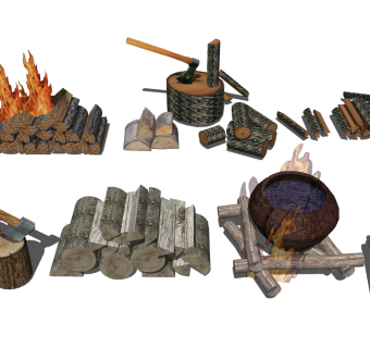 柴火木材 砍柴劈柴