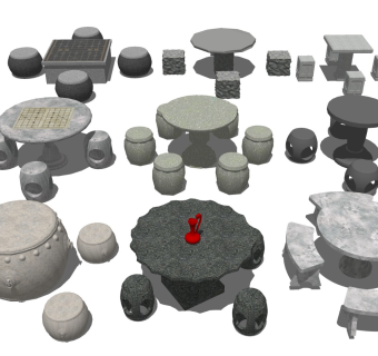 户外休息石桌椅