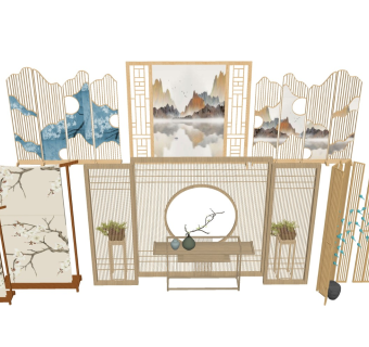 中式屏风 实木镂空隔断