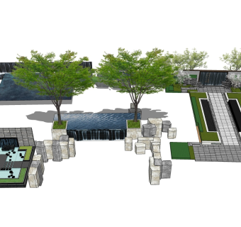 公园水景 绿植景观