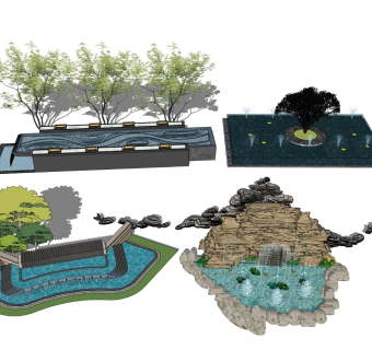 庭院水景 公园山石