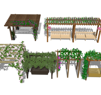 绿植休息亭 实木凉亭