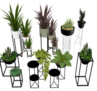 绿植盆栽 花架花钵