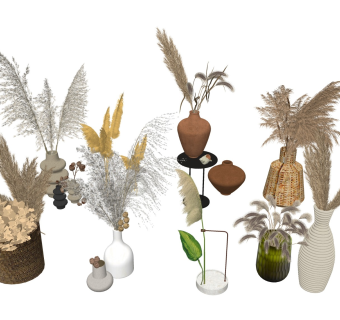 芦苇干花 装饰花瓶