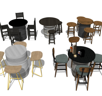 酒吧座椅 油漆桶铁桌椅