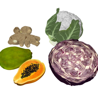 木瓜生姜 花菜紫甘蓝