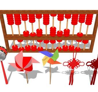 算盘拨浪鼓 风车中国结