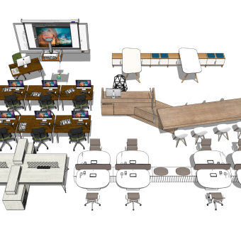 多人办公桌 实木工作台