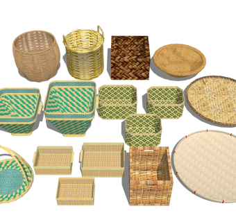 竹编置物筐 编织收纳篮