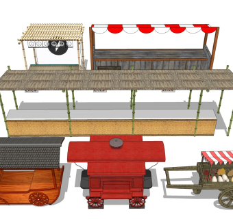 中式摊位 小吃摊集市
