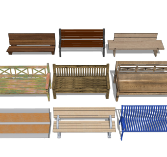 户外靠背休息长椅