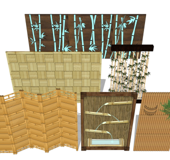 竹编屏风 木制隔断