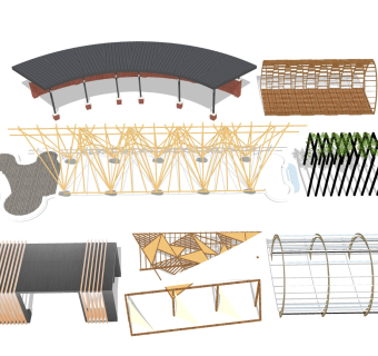 廊架走廊 户外休息亭