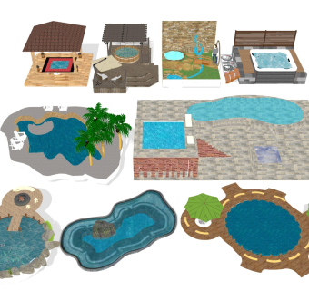 户外泳池 温泉泡澡