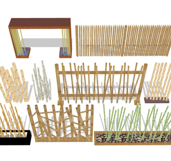 竹竿屏风 树杆隔断