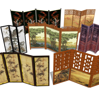 中式屏风 木制花纹隔断