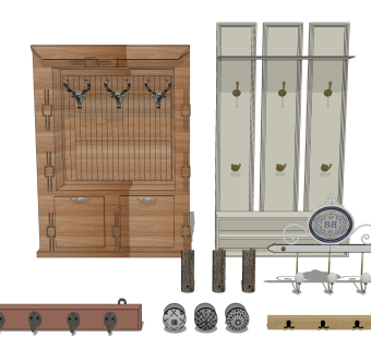 入户实木鞋柜挂钩