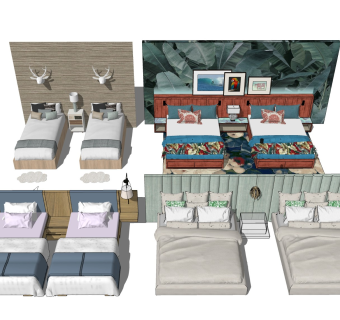 酒店双人间 卧室单人床