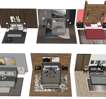 卧室床具组合 简约双人床