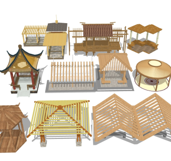 中式凉亭 木制休息亭