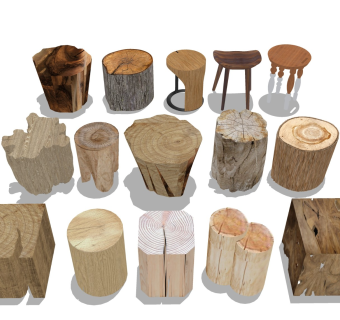年轮座椅 树桩茶几凳