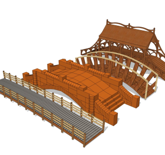 木制古桥 庭院景观桥