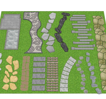 草地石头路 庭院汀步铺地