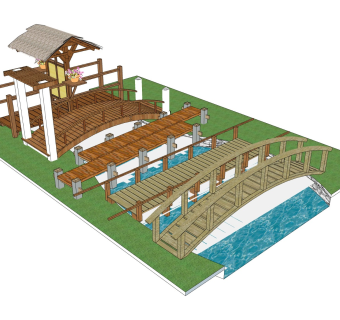 中式景观桥 木制庭院桥