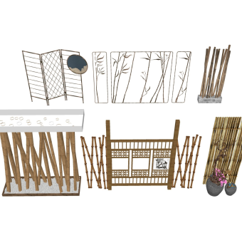 竹竿屏风 树杆隔断