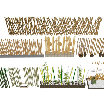 竹竿屏风 树杆隔断