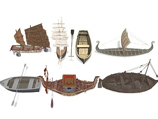 古代轮船 船只帆船