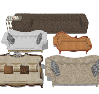 欧式拉扣沙发 皮质多人沙发