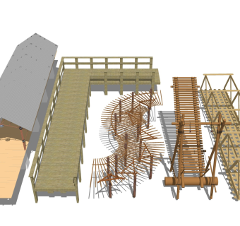 实木吊桥 高脚木架桥