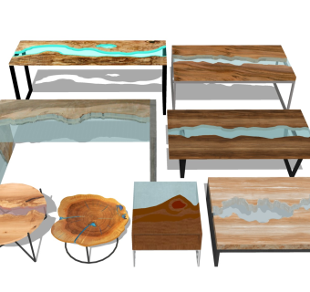 实木茶桌 河流茶几