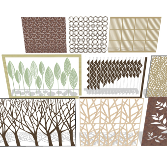 镂空木制屏风 雕花绿植隔断