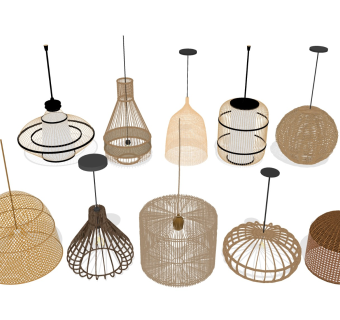 编织镂空吊灯 竹编装饰灯