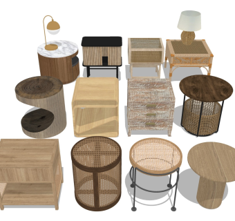 侘寂风床头柜 实木置物柜