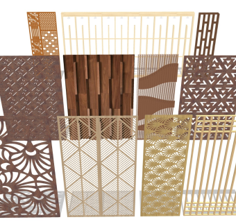 木制镂空屏风 雕花隔断