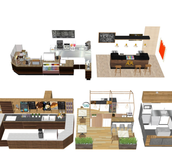 咖啡店摊位 临时商铺展架