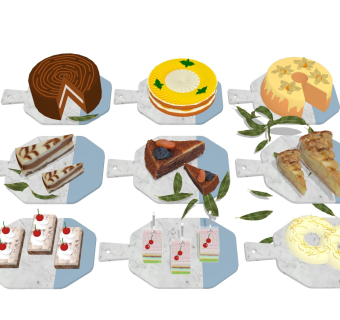 奶油甜品 切块蛋糕