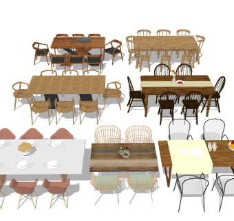 多人餐桌 餐桌椅组合
