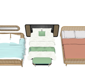 竹编双人床 编织床具