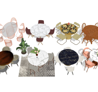 餐厅餐桌椅 大理石圆形餐桌