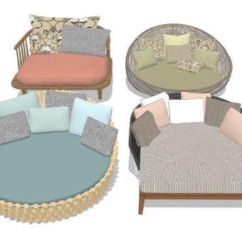 多人躺椅沙发 露台休闲沙发