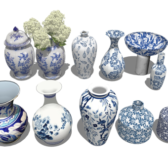 青花瓷花瓶 古董瓷器