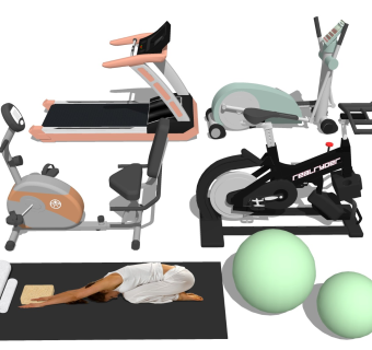 动感单车 瑜伽垫瑜伽球