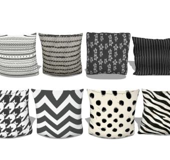 黑白色抱枕 深色枕头