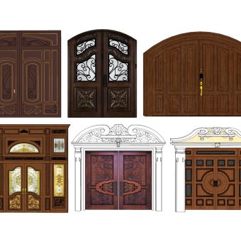 实木别墅大门 入户拱门