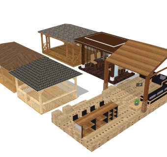 中式凉亭 实木休息亭